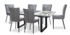 Ezra 7pc Dining Package with 63-79"W Extension Table & 6 Chairs - Faux White Marble & Grey | Ensemble de salle à manger Ezra 7 pièces avec table qui s’allonge de 63 po à 79 po (L) et 6 chaises - imitation de marbre blanc et gris