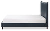 Paseo Platform Bed in Navy Vegan-Leather Fabric - Full Size | Lit plateforme rembourré Paseo en tissu de cuir végétalien bleu marine - format lit double