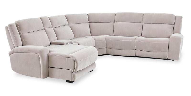 Shaquille O’Neal Home Legacy 6-Piece Left-Facing Power Reclining Sectional with Shaq-o-pedic Comfort - Grey 
