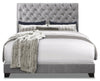 Candace Upholstered Bed in Velvet Grey Fabric, Button Tufted - King Size | Lit rembourré Candace en tissu de velours gris avec capitonnage à boutons - format très grand lit