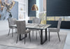 Ezra 5pc Dining Package with 63-79"W Extension Table & 4 Chairs - Faux White Marble & Grey | Ensemble de salle à manger Ezra 5 pièces avec table qui s’allonge de 63 po à 79 po (L) et 4 chaises - imitation de marbre blanc et gris