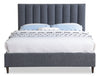 Kort & Co. Rain Upholstered Platform Bed in Charcoal Fabric, Tufted - King Size | Lit plateforme rembourré Rain de Kort & Co. en tissu anthracite capitonné - format très grand lit