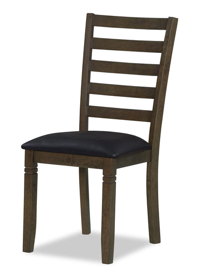 Devon Dining Chair with Vegan Leather Fabric, Wood - Dark Brown | Chaise de salle à manger Devon en tissu de cuir végétalien et en bois - brun foncé