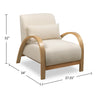 Loft 27.55" Boucle Fabric Accent Chair with Accent Pillow and Wood Armrests and Legs - White | Fauteuil d’appoint Loft de 27,55 po en tissu bouclé avec coussin décoratif, accoudoirs et pattes en bois - blanc