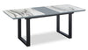 Ezra 5pc Dining Package with 63-79"W Extension Table & 4 Chairs - Faux White Marble & Grey | Ensemble de salle à manger Ezra 5 pièces avec table qui s’allonge de 63 po à 79 po (L) et 4 chaises - imitation de marbre blanc et gris