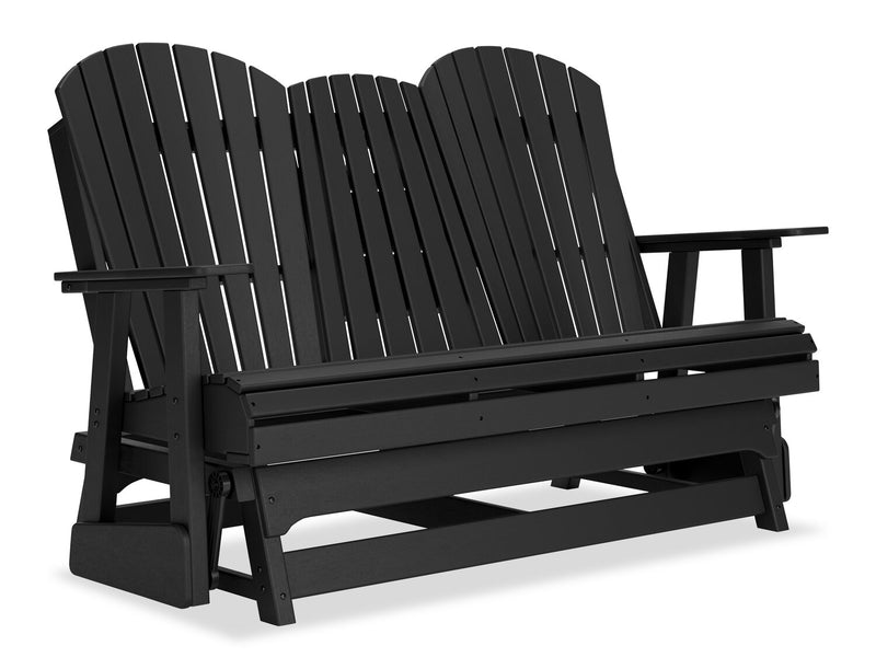 Lake Outdoor Patio Glider Loveseat - High Density Plastic, Weather Resistant – Black