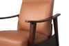 Aydin 27.5" Genuine Leather Pushback Reclining Accent Chair with Wood Armrests and Legs - Camel Orange | Fauteuil d’appoint à inclinaison par poussée Aydin de 27,5 po en cuir véritable avec accoudoirs et pattes en bois - orange chameau