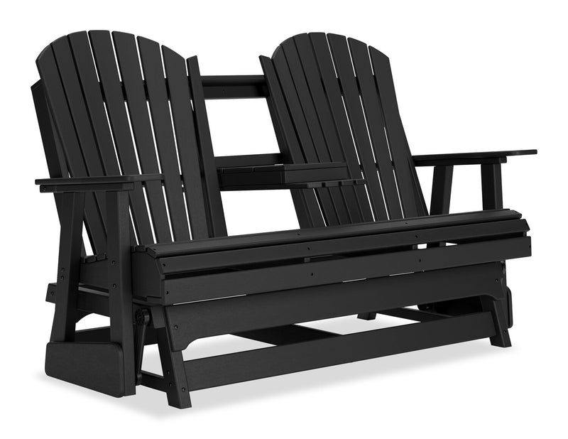 Lake Outdoor Patio Glider Loveseat - High Density Plastic, Weather Resistant – Black