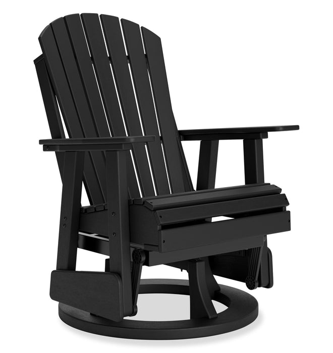 Lake Outdoor Patio Glider Swivel Chair - High Density Plastic, Weather Resistant – Black