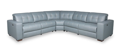 Geneva 3-Piece Genuine Leather Power Reclining Sectional with Power Headrests and USB Port - Pool Blue | Sofa sectionnel à inclinaison électrique Geneva 3 pièces en cuir véritable avec appuie-têtes électriques et port USB - bleu piscine