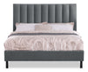 Amos Upholstered Platform Bed Base in Charcoal Fabric - Queen Size | Base de lit plateforme Amos rembourrée en tissu anthracite - format grand lit