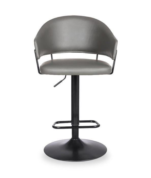 Odin Barstool with Swivel & Adjustable Seat, Vegan Leather Fabric, 24.5-32.5\"H, Metal - Grey