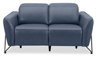 Riviera Top-Grain Genuine Leather Power Reclining Loveseat - Blue 