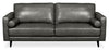 Edge 86\" Genuine Leather Sofa with Wood Legs and Removable Back Cushions - Grey