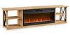 Wendel 80" Electric Fireplace Tv Stand with Storage for TVs up to 85" – Natural Oak  | Meuble pour téléviseur Wendel de 80 po avec foyer électrique et rangement pour téléviseurs jusqu’à 85 po - chêne naturel