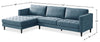 Metro 2-Piece Left-Facing Fabric Sectional with Chaise and Tufted Seat Cushions - Denim Blue | Sofa sectionnel de gauche Metro 2 pièces en tissu avec fauteuil long et coussins de siège capitonnés - bleu denim