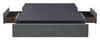 Amos Upholstered Storage Bed Base in Charcoal Fabric with 3 Built-in Drawers  - Queen Size | Base de lit de rangement Amos rembourrée en tissu anthracite avec 3 tiroirs intégrés - format grand lit