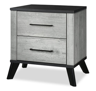 Blake Bedside 2-Drawer Nightstand, 24"W x 22"H - Grey & Black | Table de nuit Blake de 24 po (L) x 22 po (H) à 2 tiroirs - grise et noire