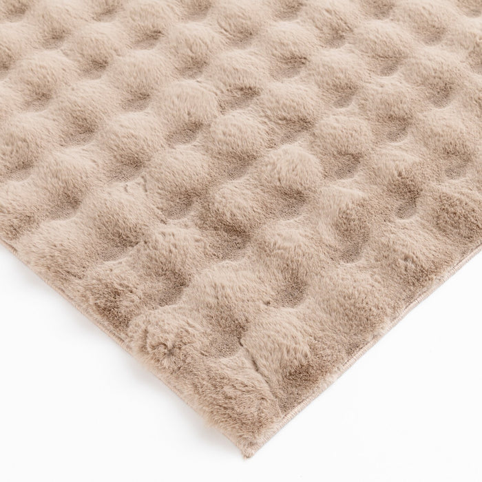 Dream Step Memory Foam Bubble Taupe Faux Fur Area Rug - 7' x 10'