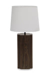 Wren 28.7\" Table Lamp with Linen Shade – Dark Walnut 