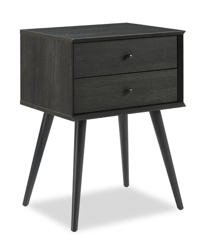 Mori Bedside 2-Drawer Nightstand, 18"W x 25.75"H - Black 