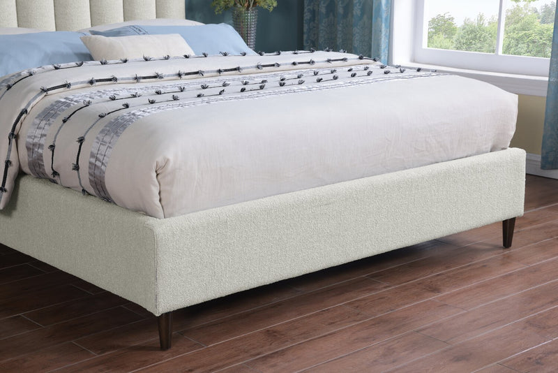 Kort & Co. Rain Upholstered Platform Bed in Light Grey Fabric, Tufted - Full Size