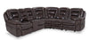 Leo 6-Piece Genuine Leather Power Reclining Sectional with Storage Console and Dual Cupholders - Walnut Brown | Sofa sectionnel à inclinaison électrique Leo 6 pièces en cuir véritable avec console de rangement et 2 porte-gobelets - brun noyer