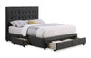 Beck Upholstered Storage Bed in Dark Grey Fabric, Button Tufted - King Size | Lit rembourré Beck en tissu gris foncé avec rangement et capitonnage à boutons - format très grand lit