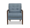 Enzo 26" Genuine Leather Accent Chair with Biscuit Tufting, Track Arms and Wood Legs - Blue | Fauteuil d’appoint Enzo de 26 po en cuir véritable avec capitonnage en biscuit, accoudoirs rectilignes et pattes en bois - bleu