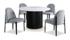 Kort & Co. Capri 5pc Dining Set with Table & 4 Linen-Look Chairs, Pedestal Base, 47"W Round - Grey | Ensemble de salle à manger Capri de Kort & Co. 5 pièces avec table ronde de 47 po (L), base piédestal et 4 chaises d’apparence lin - gris
