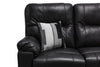 Made in Canada Dawson 87" Genuine Leather Power Reclining Sofa with USB Port and Accent Pillows - Black | Sofa à inclinaison électrique Dawson de 87 po fabriqué au Canada en cuir véritable avec port USB et oussins décoratifs - noir