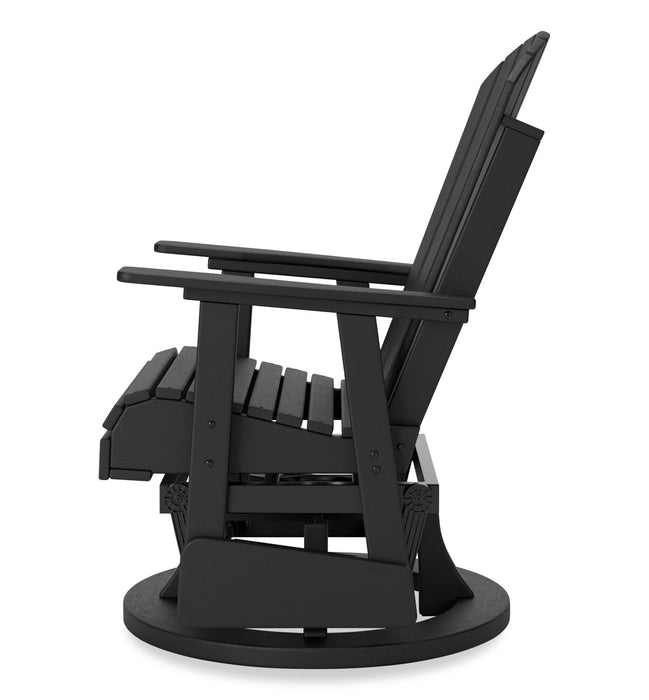 Lake Outdoor Patio Glider Swivel Chair - High Density Plastic, Weather Resistant – Black