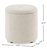 Ontario 14.75" Round Fabric Storage Ottoman - White|Pouf de rangement rond Ontario de 14,75 po en tissu - blanc