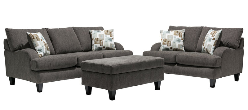 Made in Canada Nofia 44\" Chenille Fabric Storage Ottoman with Wood Legs - Charcoal Grey