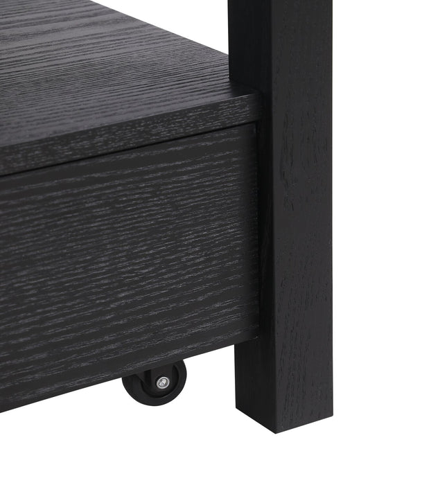 Dalton 47.5\" Coffee Table with Glass Top and Drawer - Black 