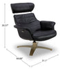 Halo Top-Grain Genuine Leather Swivel Reclining Chair with Footrest  | Fauteuil pivotant inclinable Halo en cuir véritable de qualité supérieure avec repose-pieds