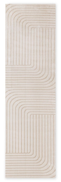 Fresh Washable Beige Rug with Modern Lines - 2'0
