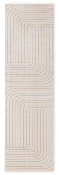 Fresh Washable Beige Rug with Modern Lines - 2'0\" x 6'7\" 