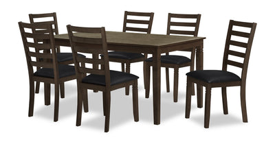 Devon 7pc Dining Set with Table & 6 Chairs - 60"W, Wood  - Dark Brown | Ensemble de salle à manger Devon 7 pièces avec table et 6 chaises - 60 po (L), bois - brun foncé