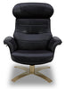 Halo Top-Grain Genuine Leather Swivel Reclining Chair with Footrest  | Fauteuil pivotant inclinable Halo en cuir véritable de qualité supérieure avec repose-pieds