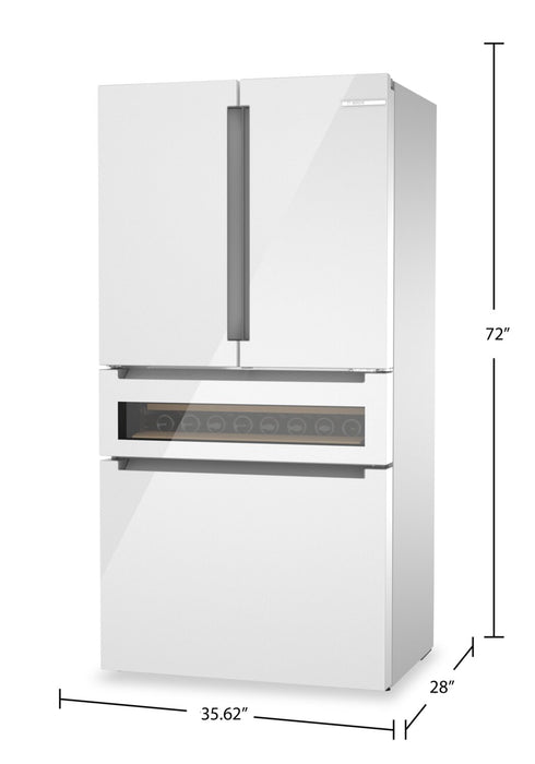 Bosch 800 Series 36\" 20.5 Cu. Ft. Counter-Depth French Door Refrigerator with Dual Compressor - White 