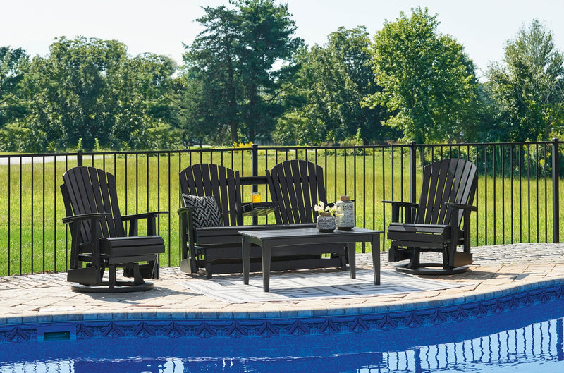 Lake Outdoor Patio Glider Loveseat - High Density Plastic, Weather Resistant – Black