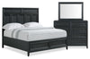 Casa 5pc Bedroom Set with Bed, Dresser & Mirror, Wood, Black - Queen Size