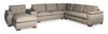 Raya Modular 5-Piece Left-Facing Genuine Leather Sectional with Storage Console and Wood Legs - Stone Beige | Sofa sectionnel modulaire de gauche Raya 5 pièces en cuir véritable avec console de rangement et pattes en bois - beige pierre