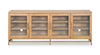 Cresset 70” Modern Solid Wood TV Stand with Storage and Cable Management for TVs up to 75" - Belgian | Meuble pour téléviseur moderne Cresset de 70 po en bois massif avec rangement et système de gestion