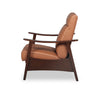 Aydin 27.5" Genuine Leather Pushback Reclining Accent Chair with Wood Armrests and Legs - Camel Orange | Fauteuil d’appoint à inclinaison par poussée Aydin de 27,5 po en cuir véritable avec accoudoirs et pattes en bois - orange chameau