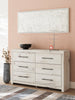 Derekson Bedroom 6-Drawer Dresser, 58.7"W x 36.5"H - Rustic White | Commode de chambre à coucher Derekson de 58,7 po (L) x 36,5 po (H) à 6 tiroirs - blanc rustique