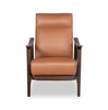 Aydin 27.5" Genuine Leather Pushback Reclining Accent Chair with Wood Armrests and Legs - Camel Orange | Fauteuil d’appoint à inclinaison par poussée Aydin de 27,5 po en cuir véritable avec accoudoirs et pattes en bois - orange chameau
