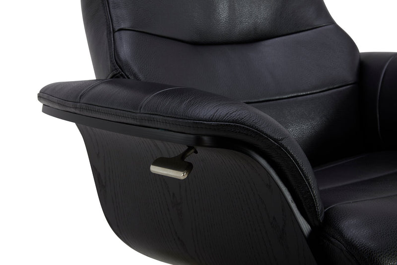 Halo Top-Grain Genuine Leather Swivel Reclining Chair with Footrest 