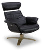 Halo Top-Grain Genuine Leather Swivel Reclining Chair with Footrest  | Fauteuil pivotant inclinable Halo en cuir véritable de qualité supérieure avec repose-pieds